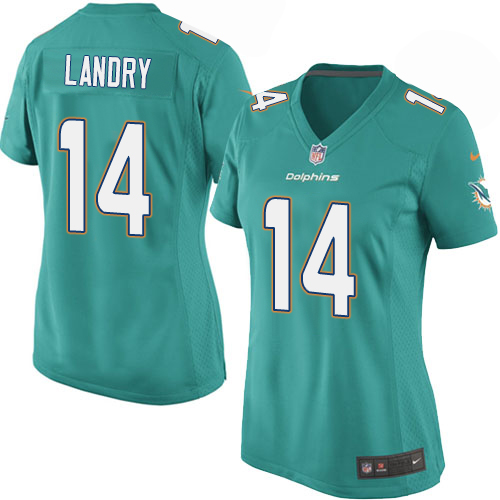 Women's Game Jarvis Landry Nike Jersey Aqua Green Home - #14 NFL Miami Dolphins